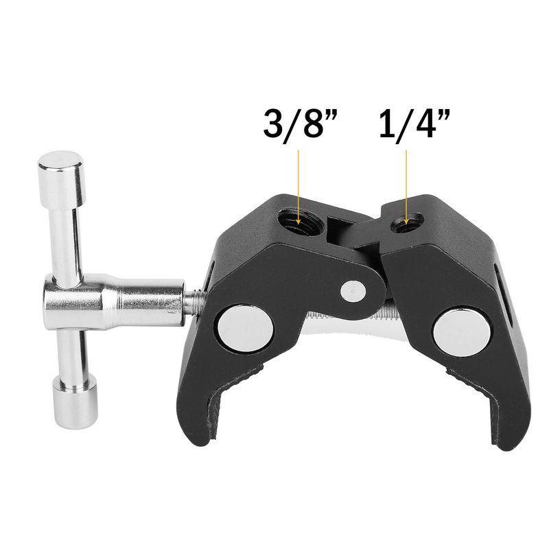 ChromLives Super Clamp Crab Clamp Photography w/ 1/4'' and 3/8'' Thread Rod Clamp Pliers Clip for DSLR Rig Cameras, 15mm Rods, Lights, Umbrellas, Hooks, Plate Glass, Cross Bars and More 2Pack - Image 5